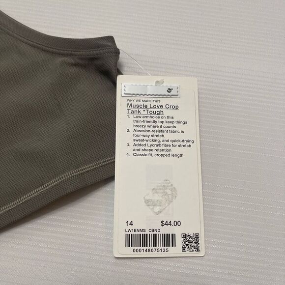 NWT Lululemon Muscle Love Crop Tank Tough Dark Olive Green Size 14 New - Picture 3 of 7